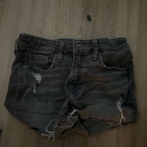 grey mid rise jeans shorts